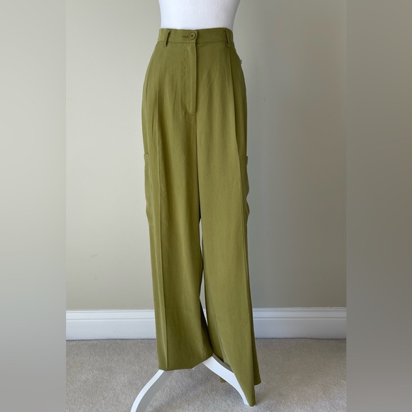 Steve Madden Pants - Steve Madden Green Wide-Leg Cargo Pockets Pleated High Waist Pants NWT Size XL
